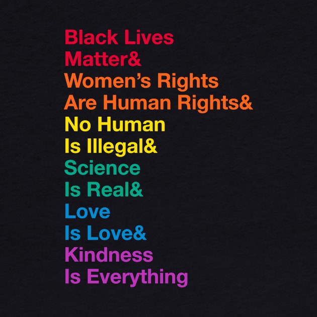 Black Lives Matter& Women’s Rights Are Human Rights& No Human Is Illegal& Science Is Real& Love Is Love&Kindness Is Everything by terrybain